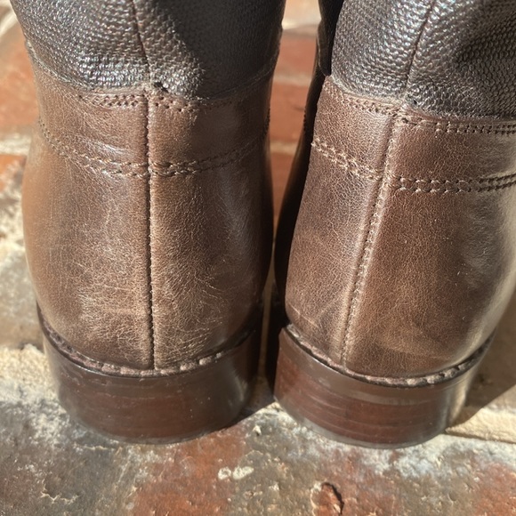 Stuart Weitzman Ludlow Leather Canvas Riding Boots - Picture 11 of 16